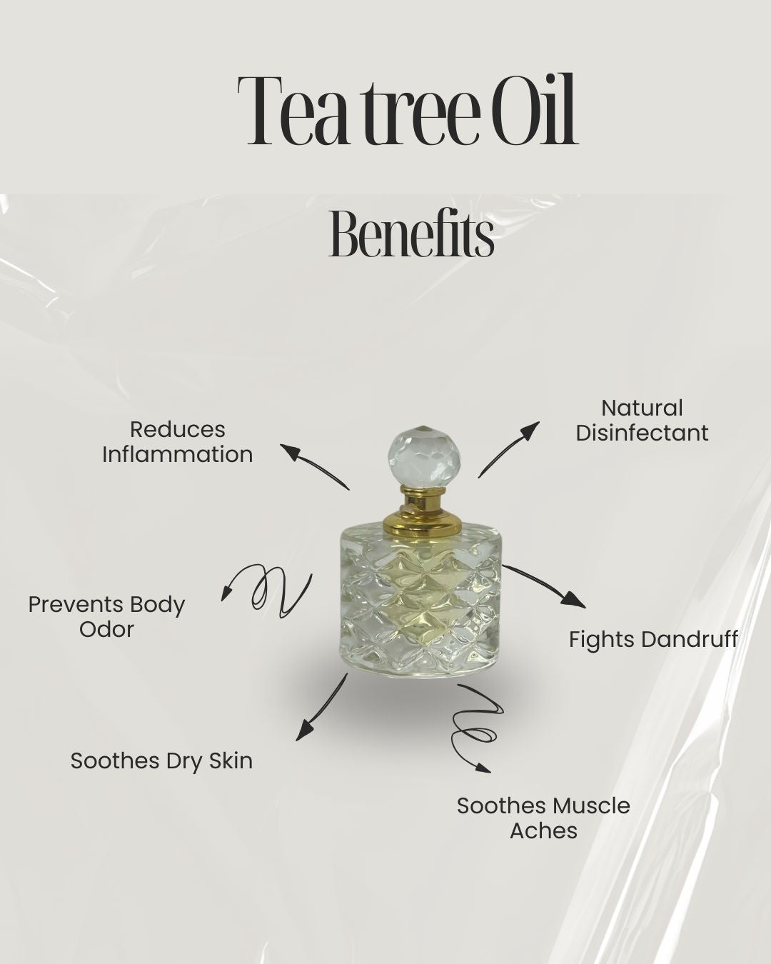 Tea Tree Essential Oil – Pure Clarity, natural oil - Fine Crystal Bottle 12ml